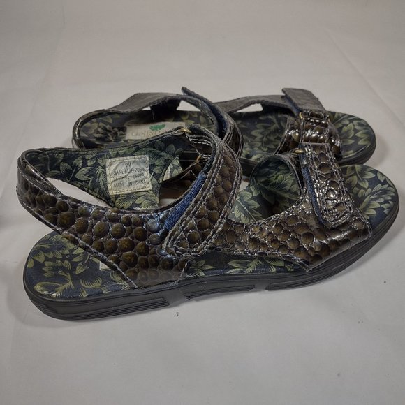 Golfstream Sandals Women's Size 6 E-2064 Green Faux Alligator - Picture 3 of 9